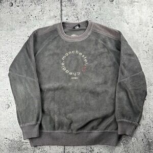 Vintage Umbro Manchester United Sherpa Fleece Crewneck Grey Size Medium  Rare
